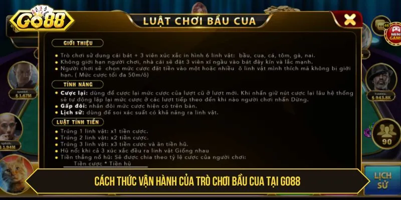 Cách thức vận hành của trò chơi bầu cua tại GO88